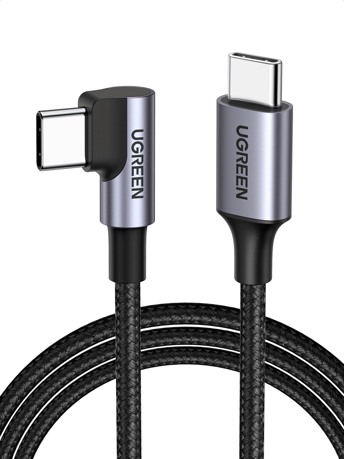 UGREEN US255 USB-C 2.0 to Angled USB-C 2.0 3A Cable, 90 Degree, 3m