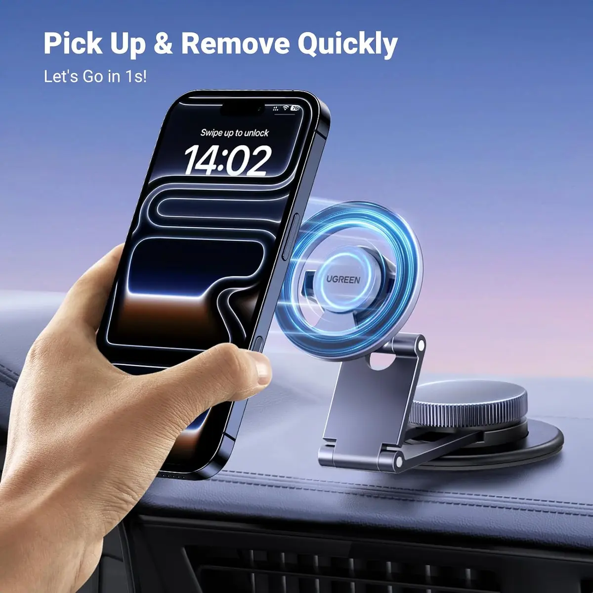 UGREEN MagSafe Compatible Magnetic Car Mount 360 Rotation Phone Holder - Image 7