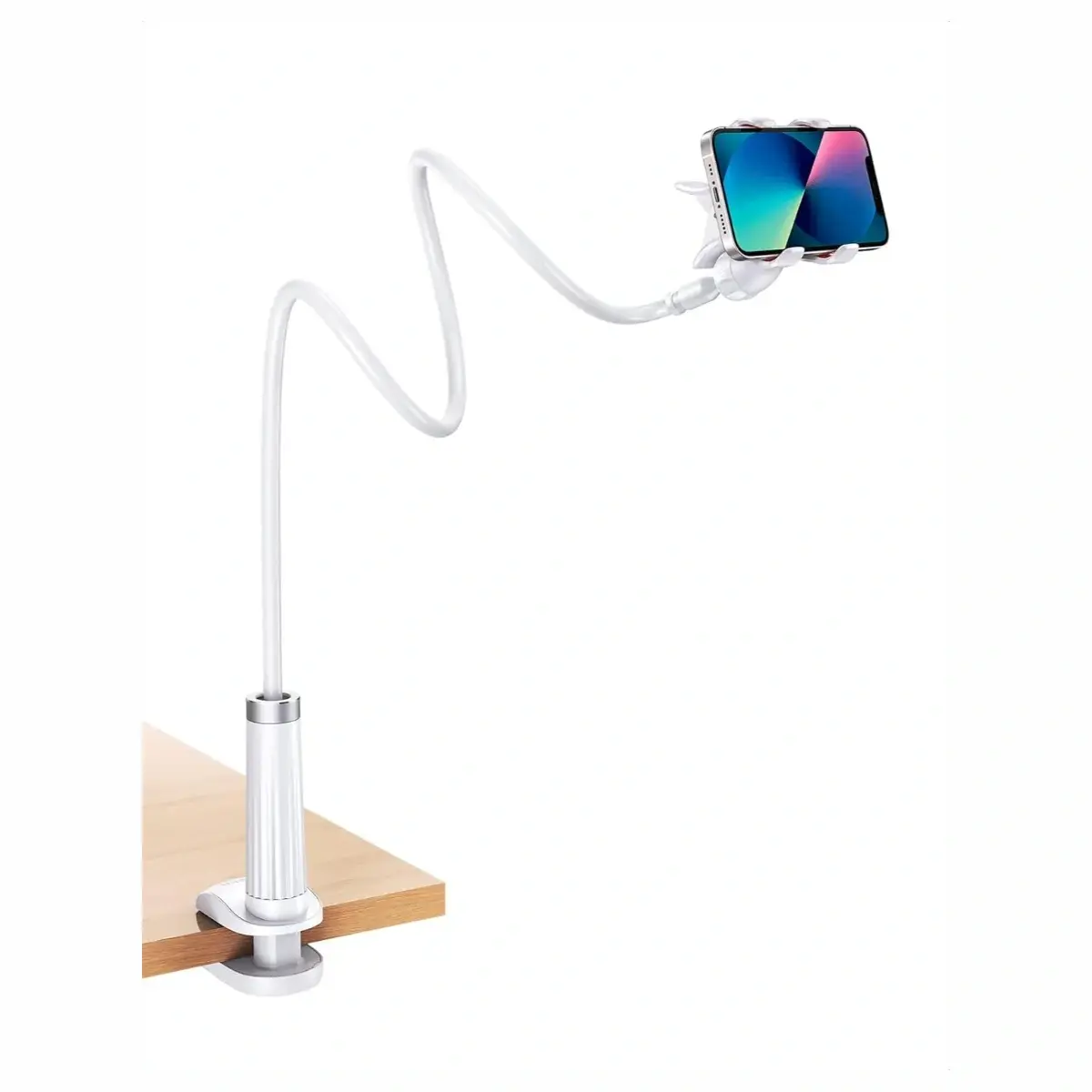 UGREEN Gooseneck Phone Holder for Desk and Bed - White
