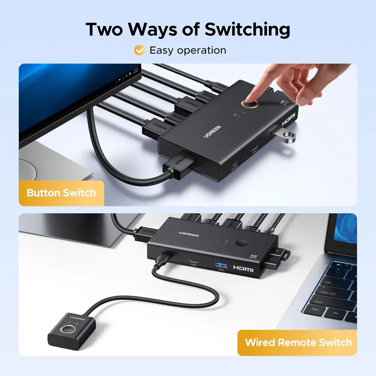 UGREEN HDMI KVM Switch 1 Monitor 2 Computers - Image 5