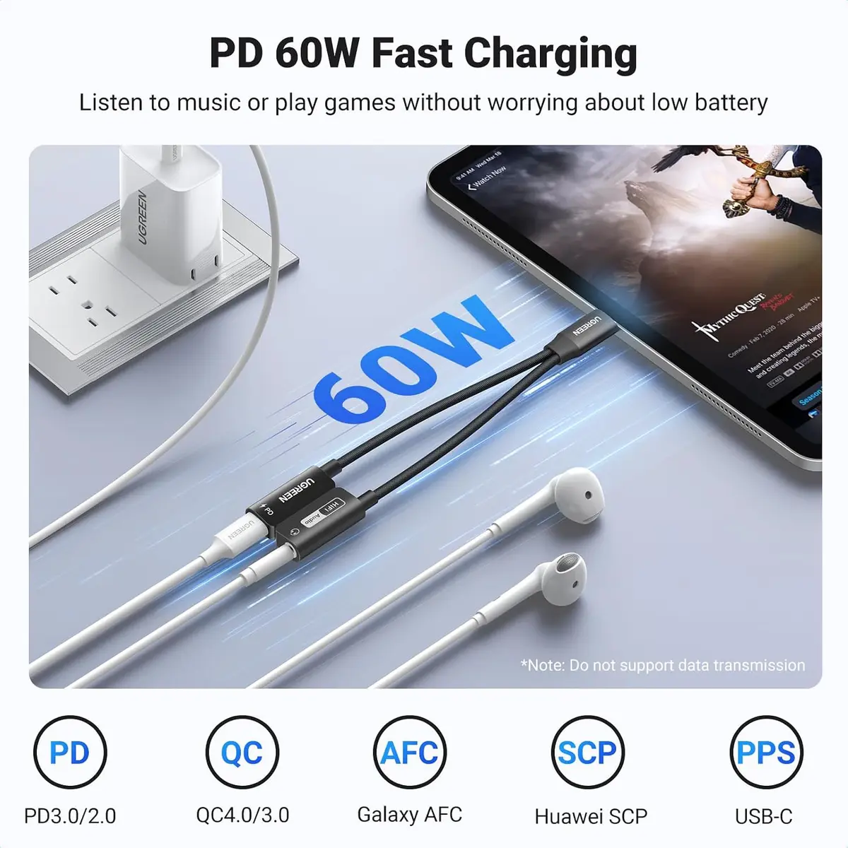 UGREEN Magnetic 2-in-1 USB-C to 3.5mm Audio Adapter and Charger with PD 60W - Image 5