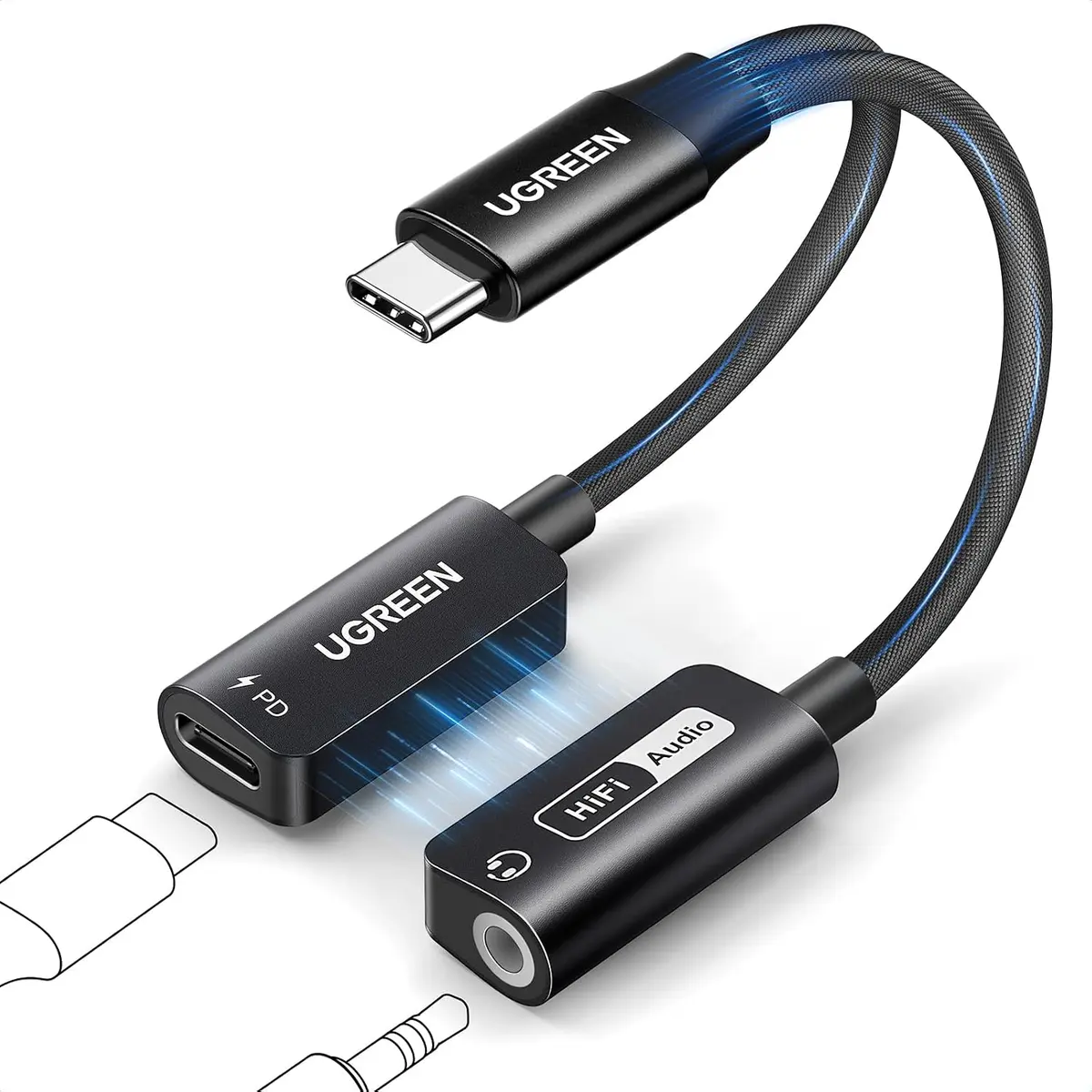 UGREEN Magnetic 2-in-1 USB-C to 3.5mm Audio Adapter and Charger with PD 60W