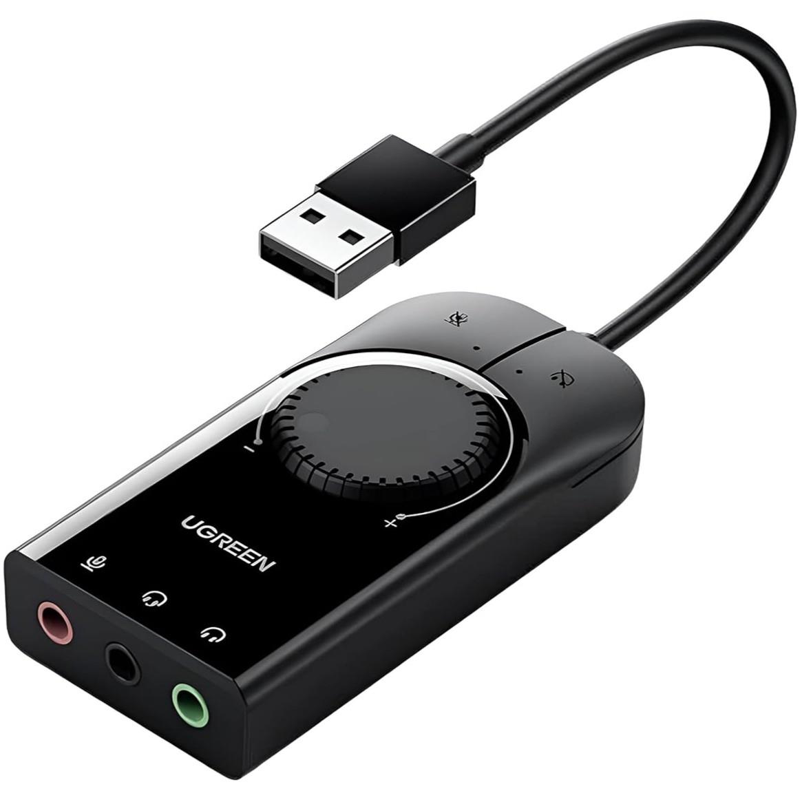UGREEN USB Audio Adapter External Stereo Sound Card 3.5mm Headphone Mic
