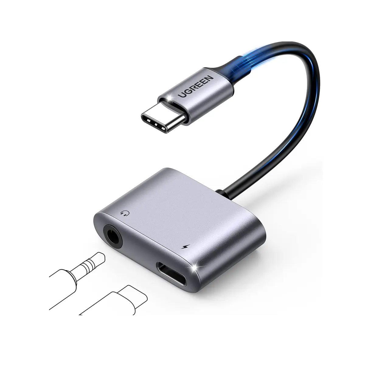UGREEN USB-C to 3.5mm Headphone and Charger Adapter 2-in-1 with PD 60W